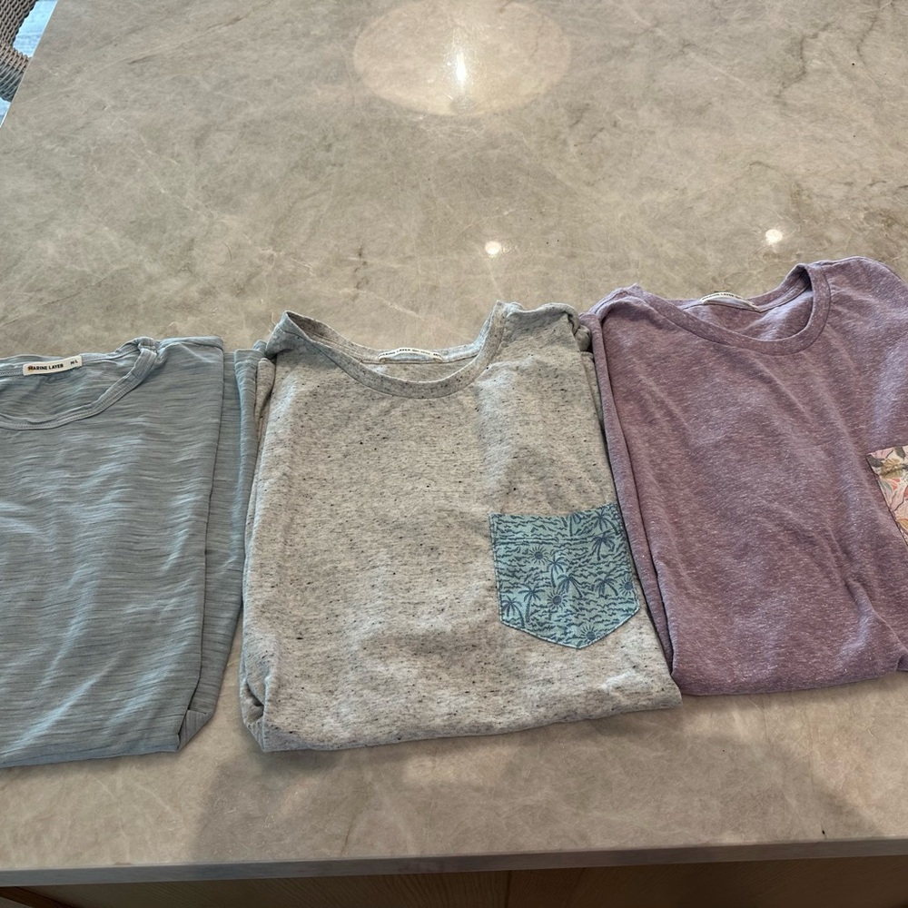 Marine Layer Kids T-Shirt Trio - Gray, Blue, Purple